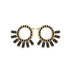 Kinsley Armelle Finley Collection Raven Earrings Black Zircon Gemstones